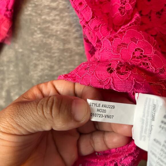 J. Crew Lace Top Tulle Ruffle Sz Medium Soft Fuchsia Pink Lace Romantic New - Picture 2 of 9